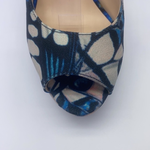 Nine West - Constance Peacock Design Peep Toe Heels Size 5.5 - Picture 5 of 17